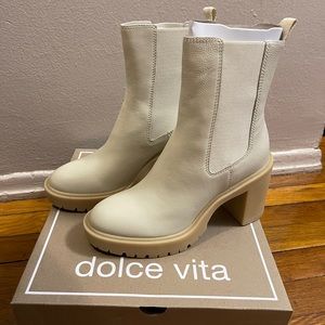 Brand New DG Dolce Vita Coen H2O Booties Waterproof Ivory Leather Ankle 8